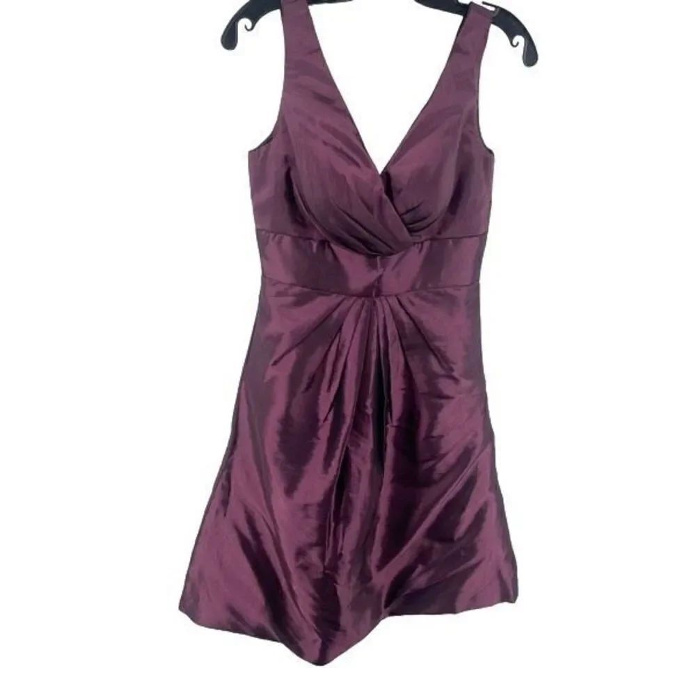 JJ’s House purple shimmer sleeveless cocktail dress size 10 wrap bust NEW NWT